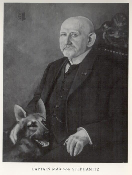 retrato del capitan max von stephanitz y un pastor aleman